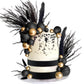 40 PCS Black Gold Cake Toppers Ball Cake Decoration Boho Bunny Tails Reed Grass Cake Decoration for Boho Wedding Birthday Baby Shower Party Cake