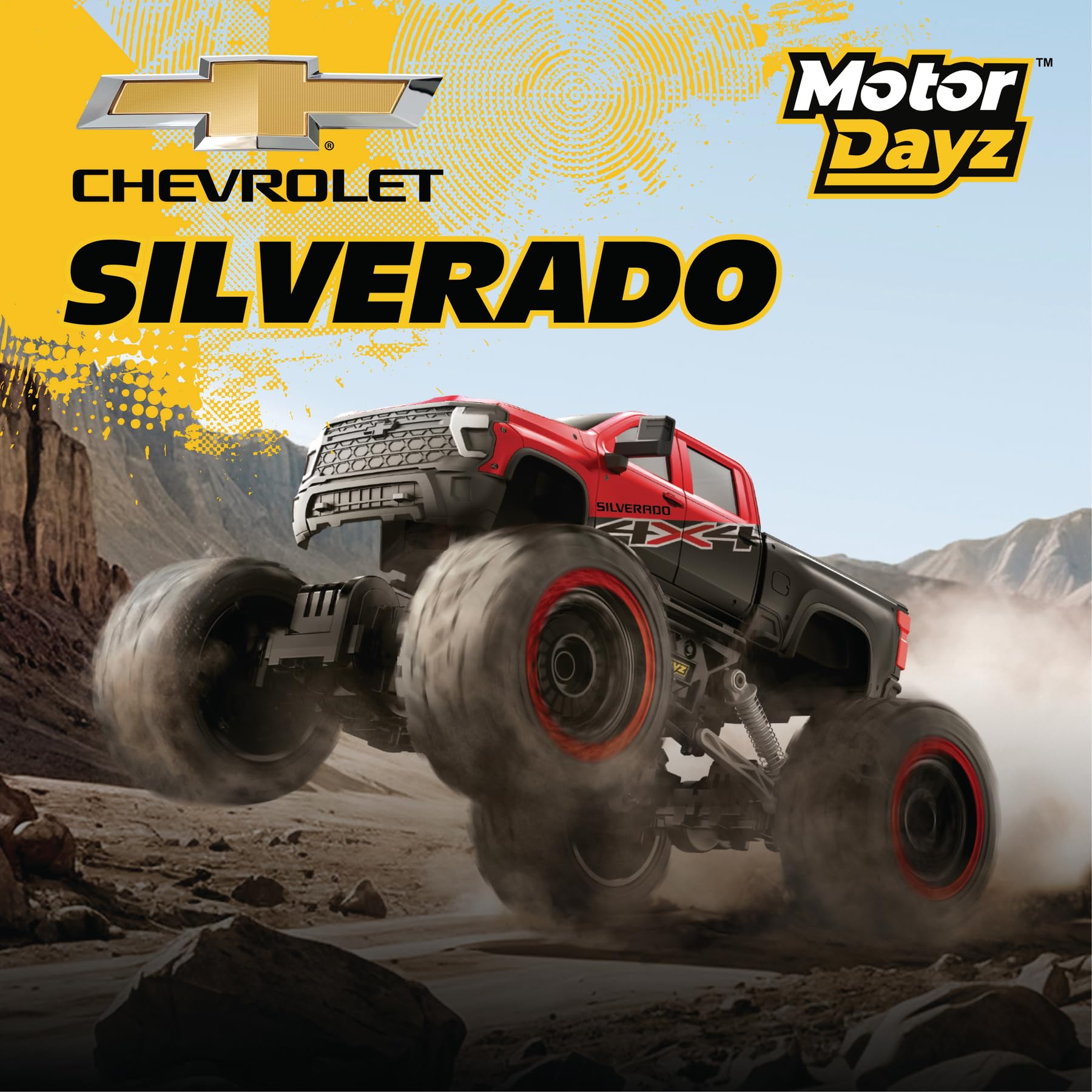 Motor Dayz RC 4WD Heavy Metal Chevrolet Silverado Truck - 1:14 Scale Remote Control Car, Stamped Metal Body, 2.4GHz Full-Function Radio Control, USB