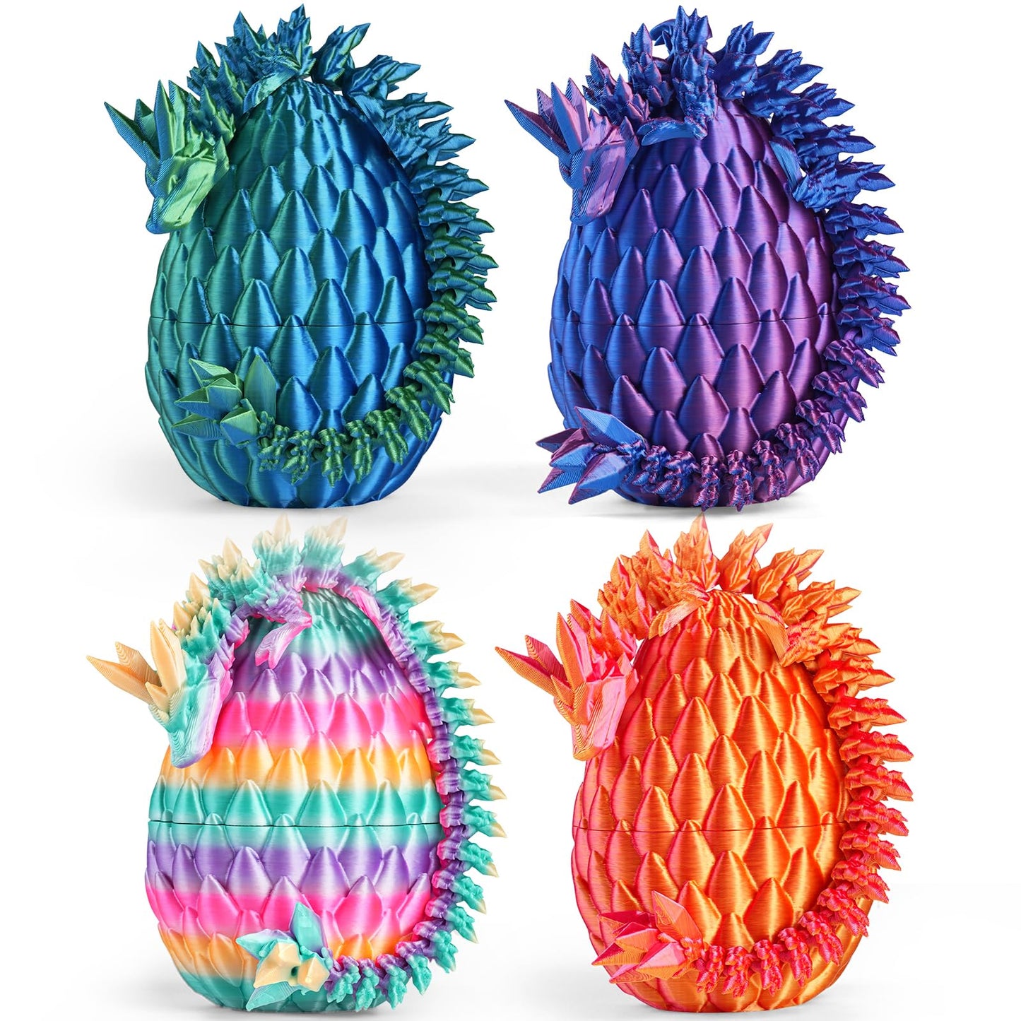 Rapean 8" 3D Printed Dragon Eggs, Easter Basket Stuffers for Kids and Teens, Articulated Dragon Toys for Children, Unique Easter Gifts for Boys
