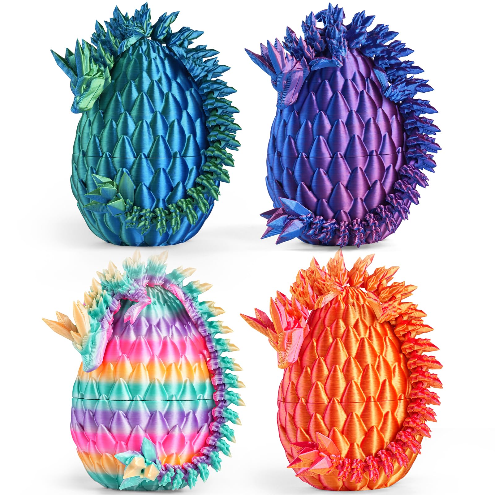 Rapean 8" 3D Printed Dragon Eggs, Easter Basket Stuffers for Kids and Teens, Articulated Dragon Toys for Children, Unique Easter Gifts for Boys
