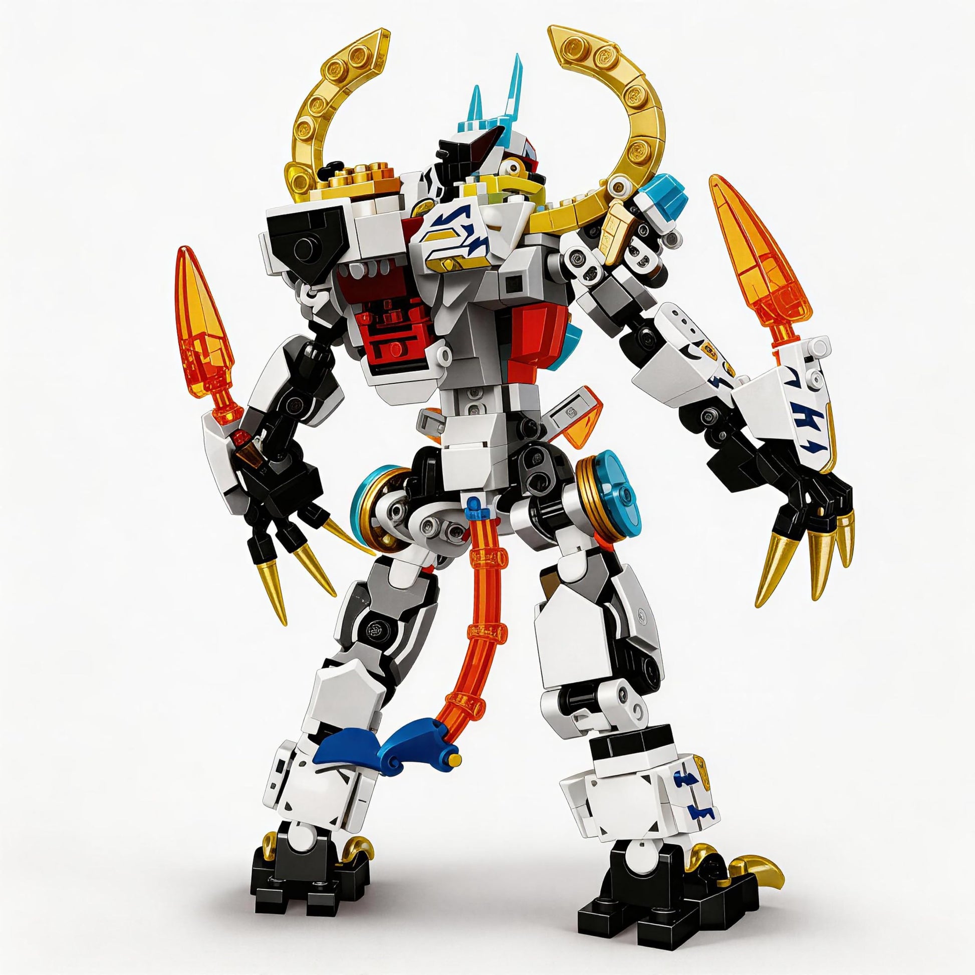 kececo Mech Building Blocks Action Figure Toys, 2in1 White Tiger Transforming Robot Building Set, Converts to Tiger Model, for Adults Kids Boys Ages