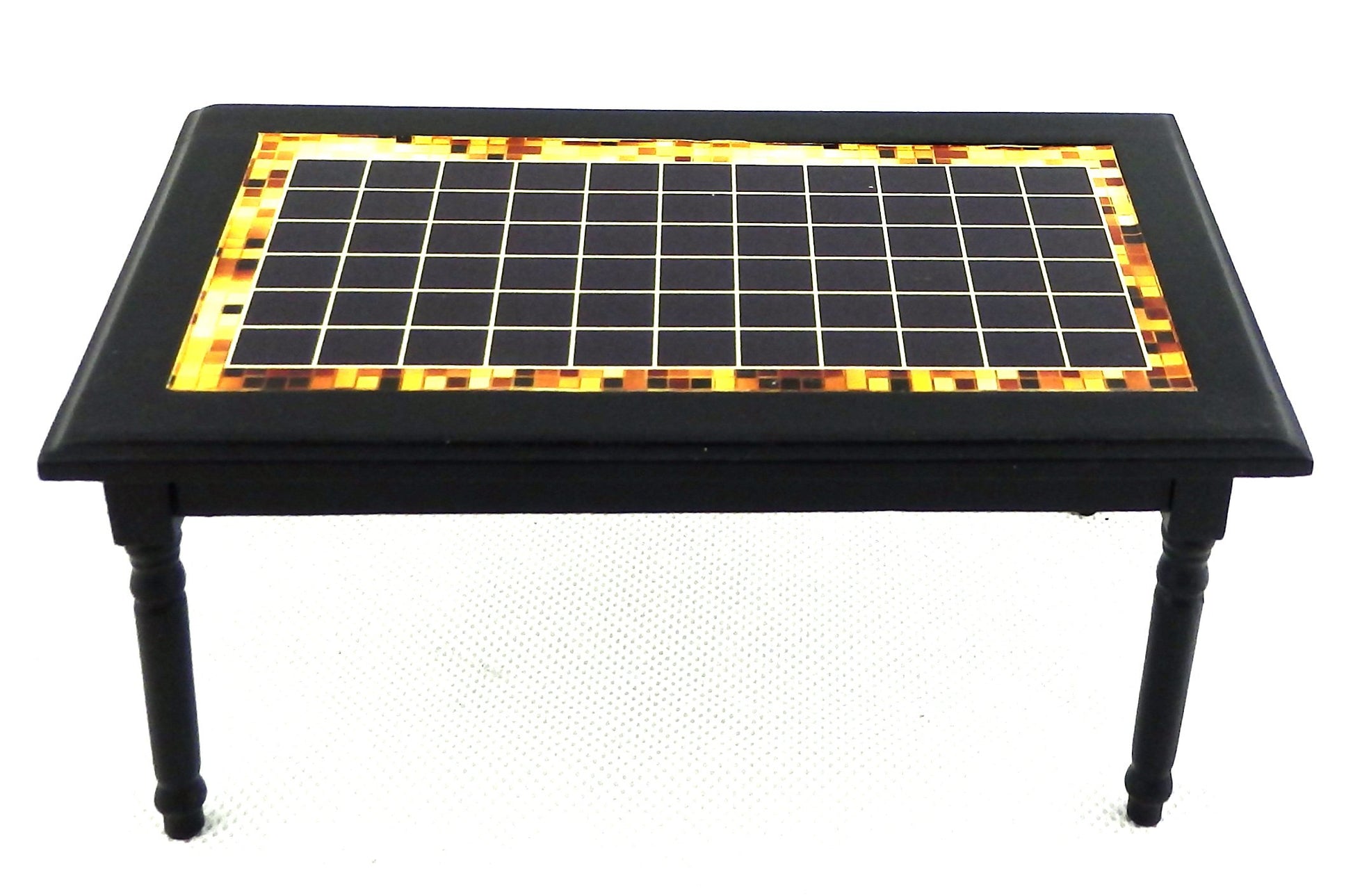 Melody Jane Dolls Houses Black Inlay Design Table Miniature Kitchen Dining Room Furniture