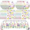 41 PCS Wildflower Party Decorations Floral Theme Disposable Tableware floral paper plates Napkin Tablecloth Floral Party Decorations for Wedding Tea