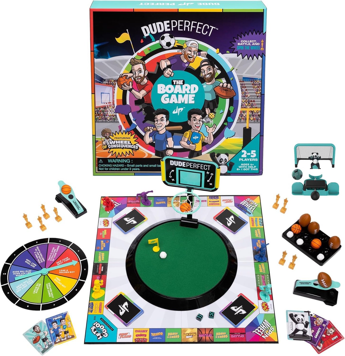 Dude Perfect Board Game with Soccer Add On; Action Packed Sports Challenges for Competitive Kids and Families | Perfect for Family Game Night; 2 to 5