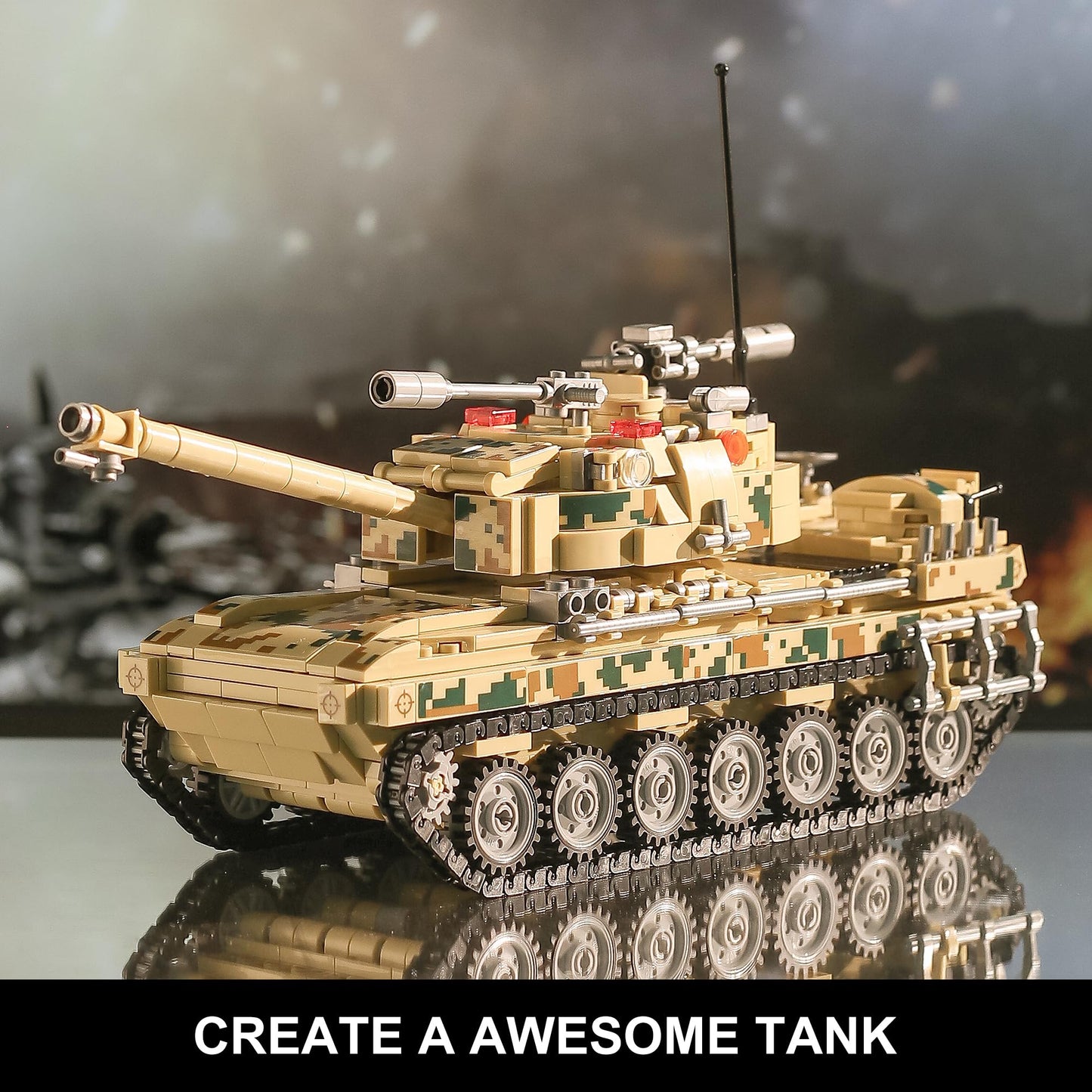 Military Tank Building Blocks Set Compatible with Lego, 1176-Piece 9 in 1 Army Vehicle Model with Rolling Tracks and Rotating Turret, Build, Play