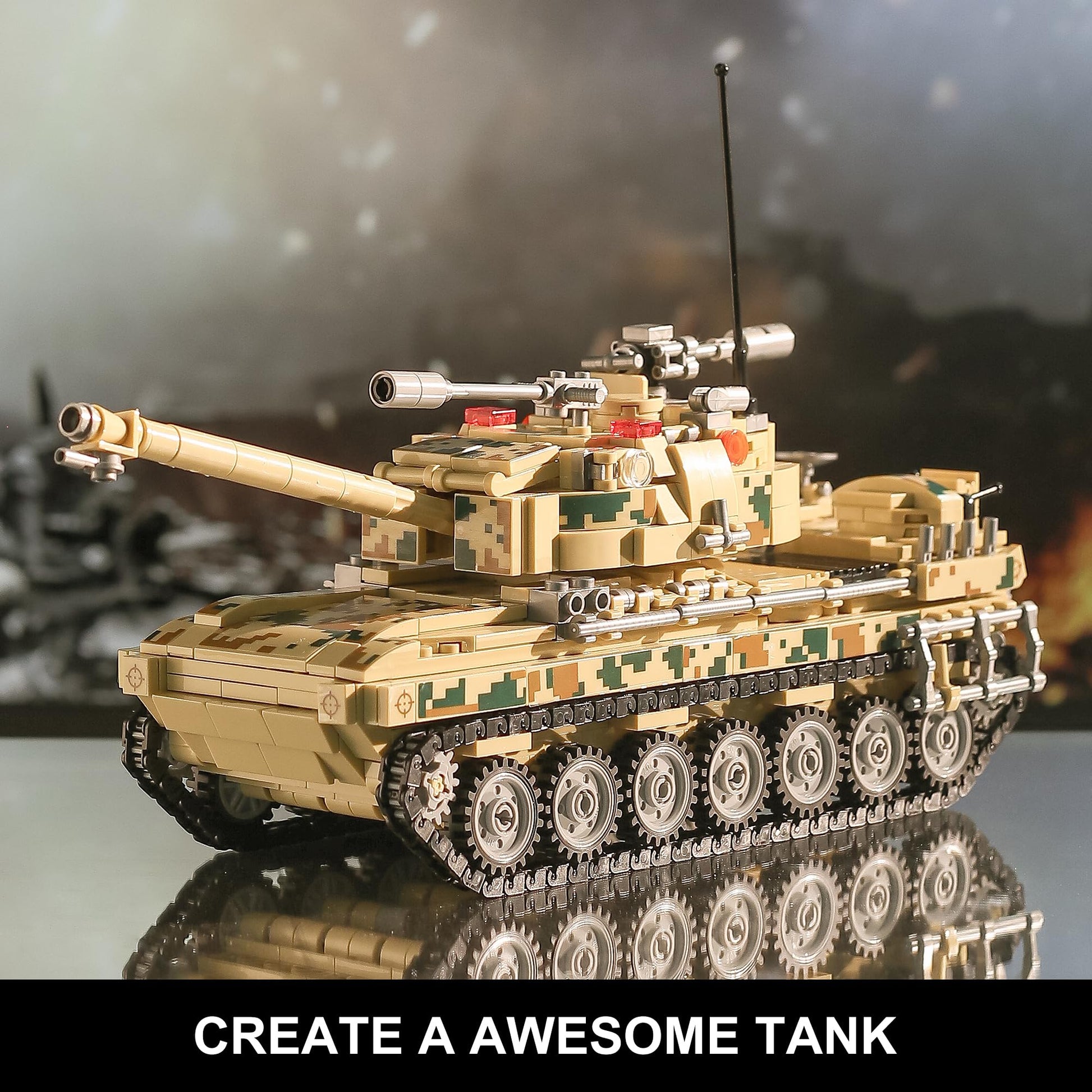 Military Tank Building Blocks Set Compatible with Lego, 1176-Piece 9 in 1 Army Vehicle Model with Rolling Tracks and Rotating Turret, Build, Play
