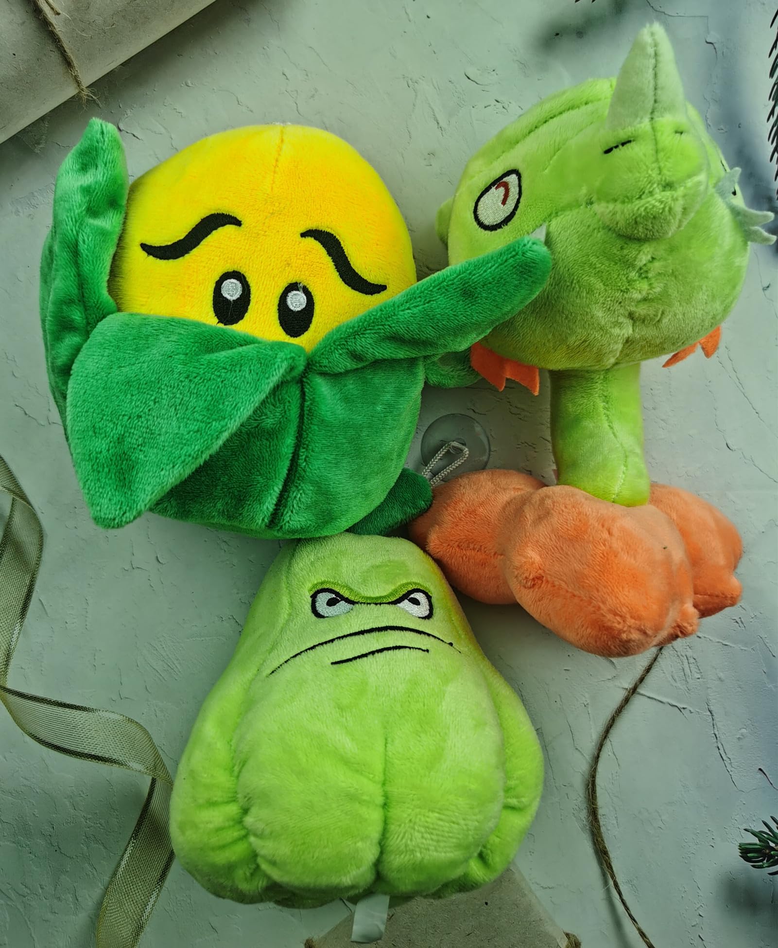 JHESAO 3 PCS Plants and Zombies Snapdragon Plush Plants Sets Zombies Toy Snapdragon, 1 2 Stuffed Soft Squash Doll, Corn PVZ Plushies Figure Doll Chili