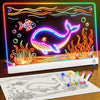 14'' LED Drawing Board for Kids with 7 Colors & 3 Modes, Neon Art Light Up drawing board with Battery Case, Doodle Magic lumiboard Writing Tablet