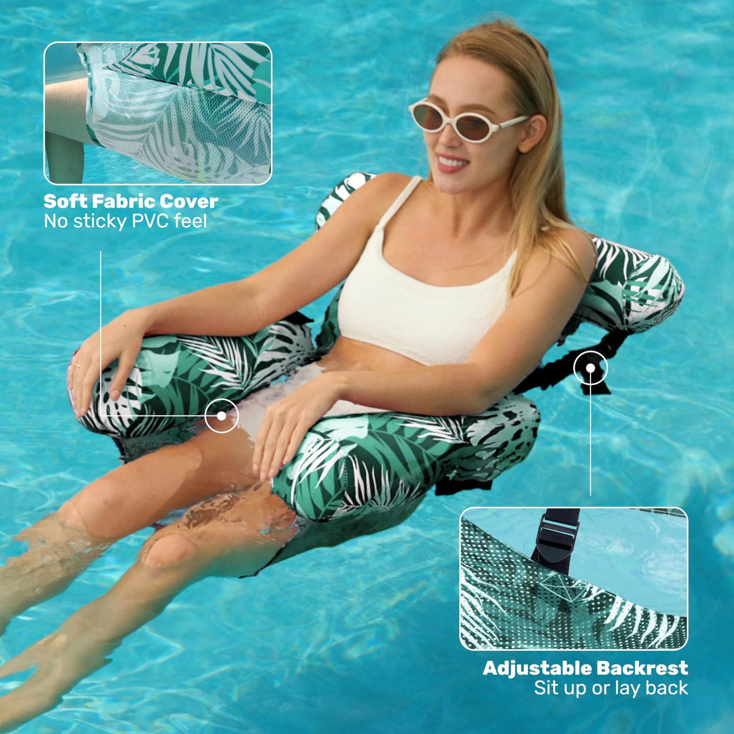 Sloosh Pool Floats Adult, 2 Packs Inflatable Pool Lounge Chairs,Blow up Hammock Pool Noodles Floats for Adults,Floating Water Chair for Pool Party