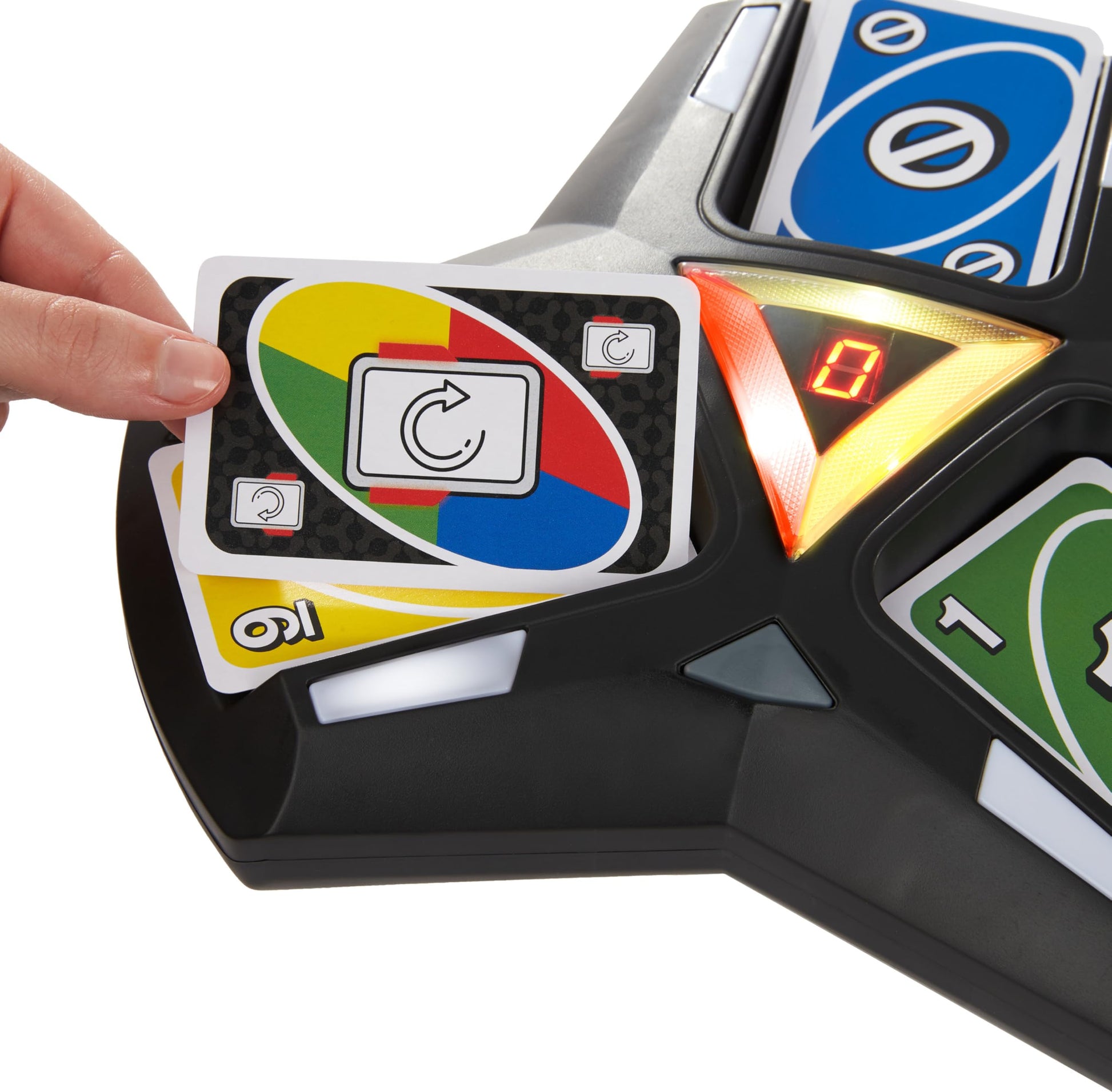 Mattel Games UNO Triple Play Card Game for Family Night with 3 Discard Piles, Lights & Sounds, Special Stealth Mode
