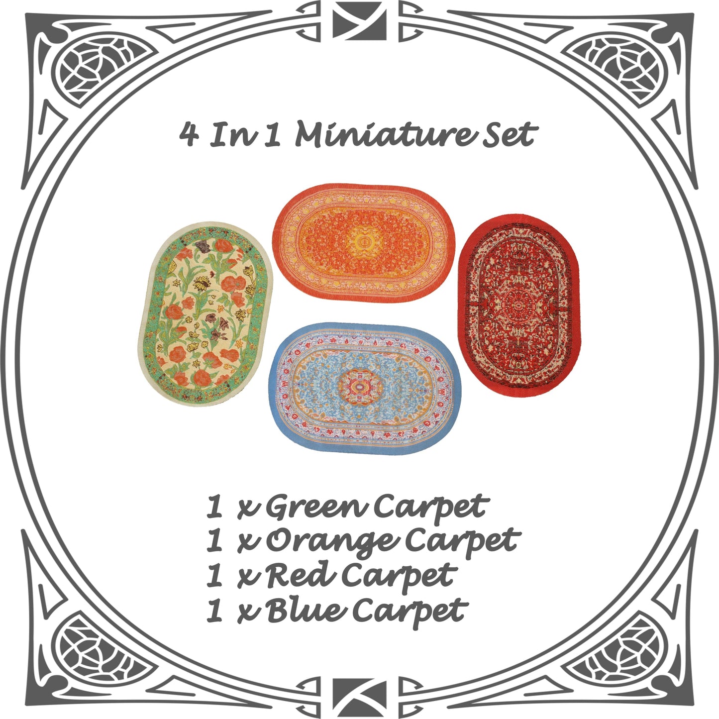 4pcs Dollhouse Rug Sets, 1/12 Miniature, 4 Colors Welcome Floor Carpet