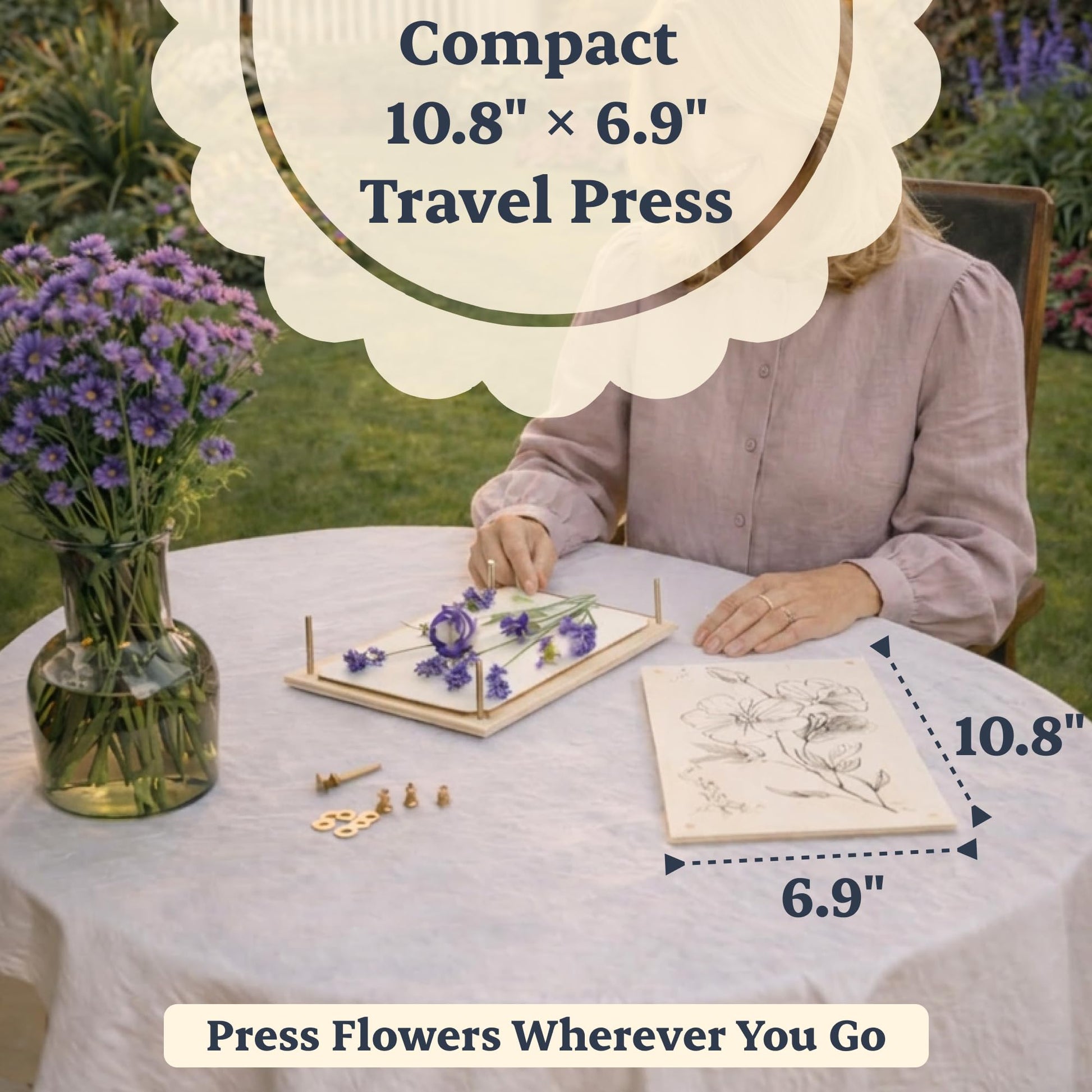 Berstuk Wooden Flower Press for Adults and Teens - Includes Expert Video Tutorials - Large Flower Press Kit 10.8" x 6.9" - Gift-Ready Packaging Ideal