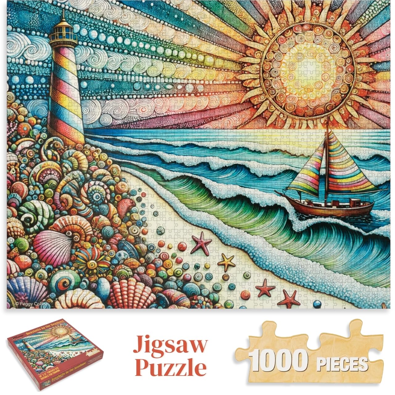 Heritage Puzzle Seashells by the Seashore by Peggy Collins 1000 Pieces