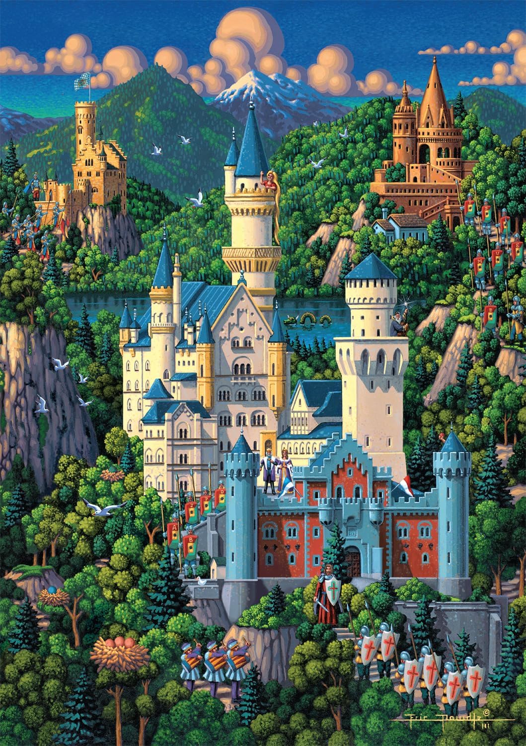 Buffalo Games - Dowdle - Neuschwanstein Castle - 300 Piece Jigsaw Puzzle for Adults -Challenging Puzzle Perfect for Game Nights - Finished Size is