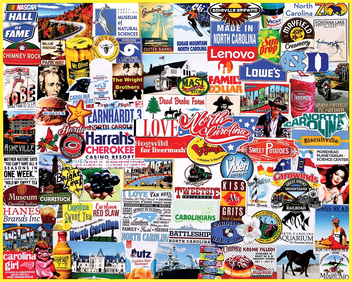 White Mountain 1000 Piece Jigsaw Puzzle The Tar Heel, I Love North Carolina