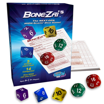 Buddypalgames Bone-Zai5 High-Scoring Family Dice Game | Fun Game with 5 Different RPG Dice, Exciting Categories, Risk and Reward. | Perfect