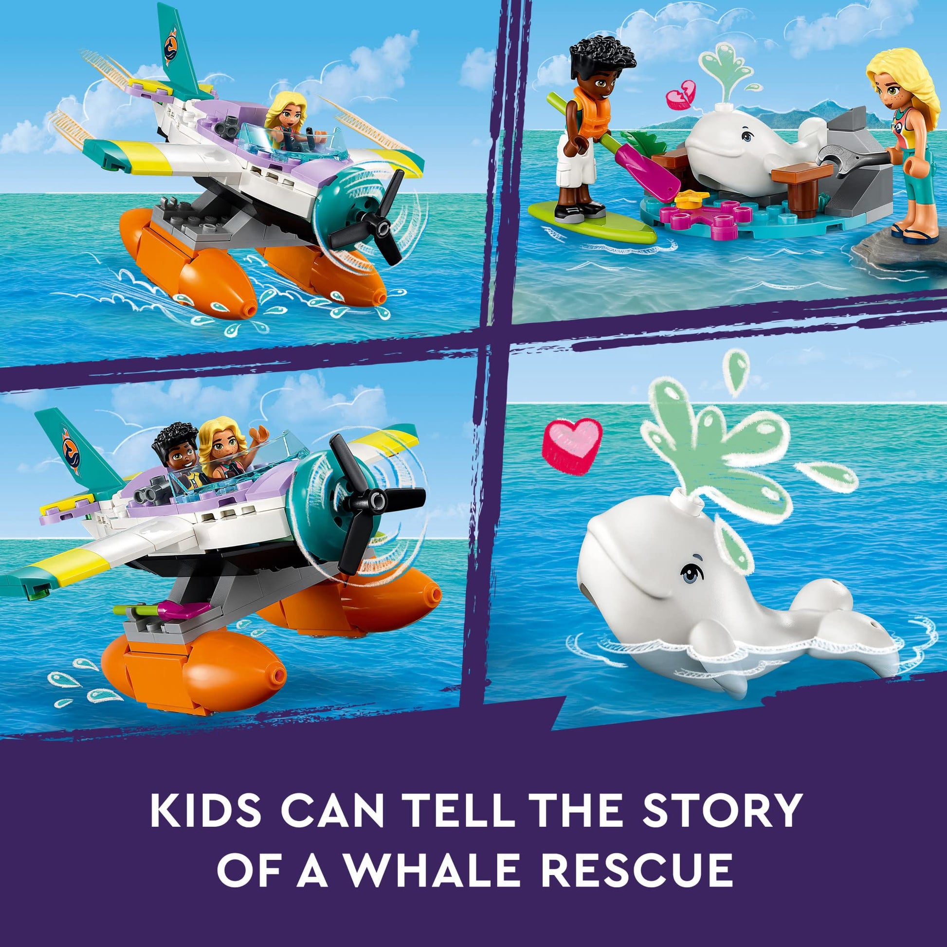LEGO Friends Sea Rescue Plane 41752 Building Toy, Creative Fun for Girls and Boys Ages 6+, Includes 2 Mini-Dolls and a White Whale Plus Lots of