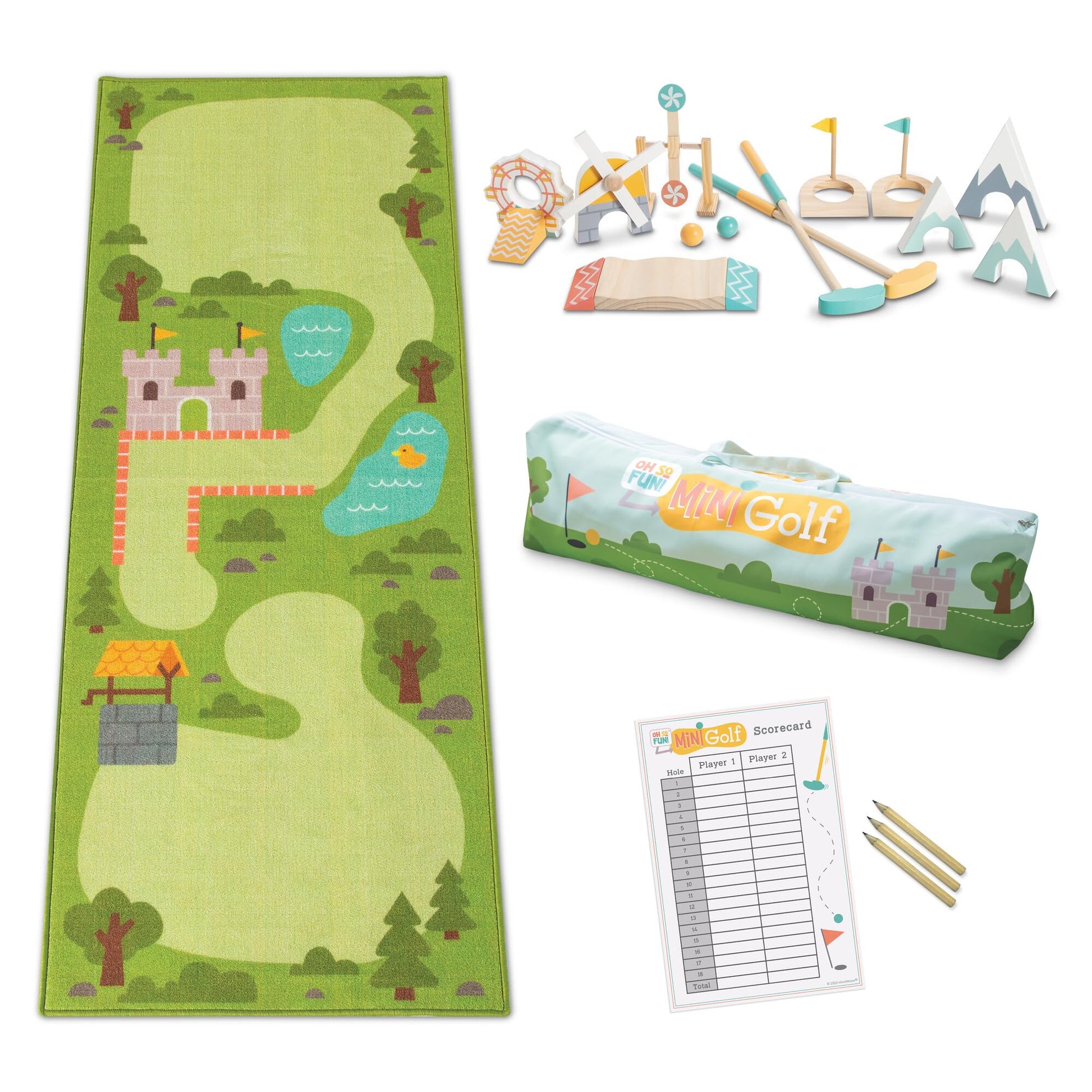 MindWare Oh So Fun! Mini Golf Set - Indoor & Outdoor Kids Golf Set with 7 Obstacles for Ever-Changing Golf for Kids Experience - Enhances Hand-Eye
