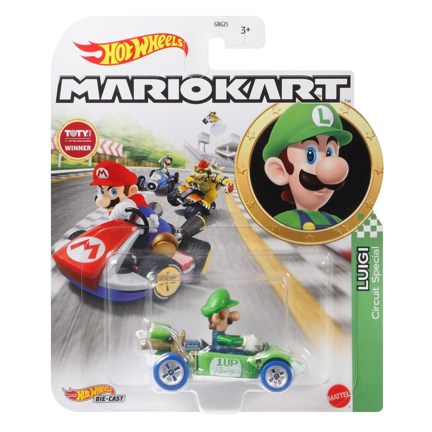 Hot Wheels - Toys, Color (Mattel GRN18) Luigi Circuit Special Mario Kart Character Car Diecast 1:64 Scale