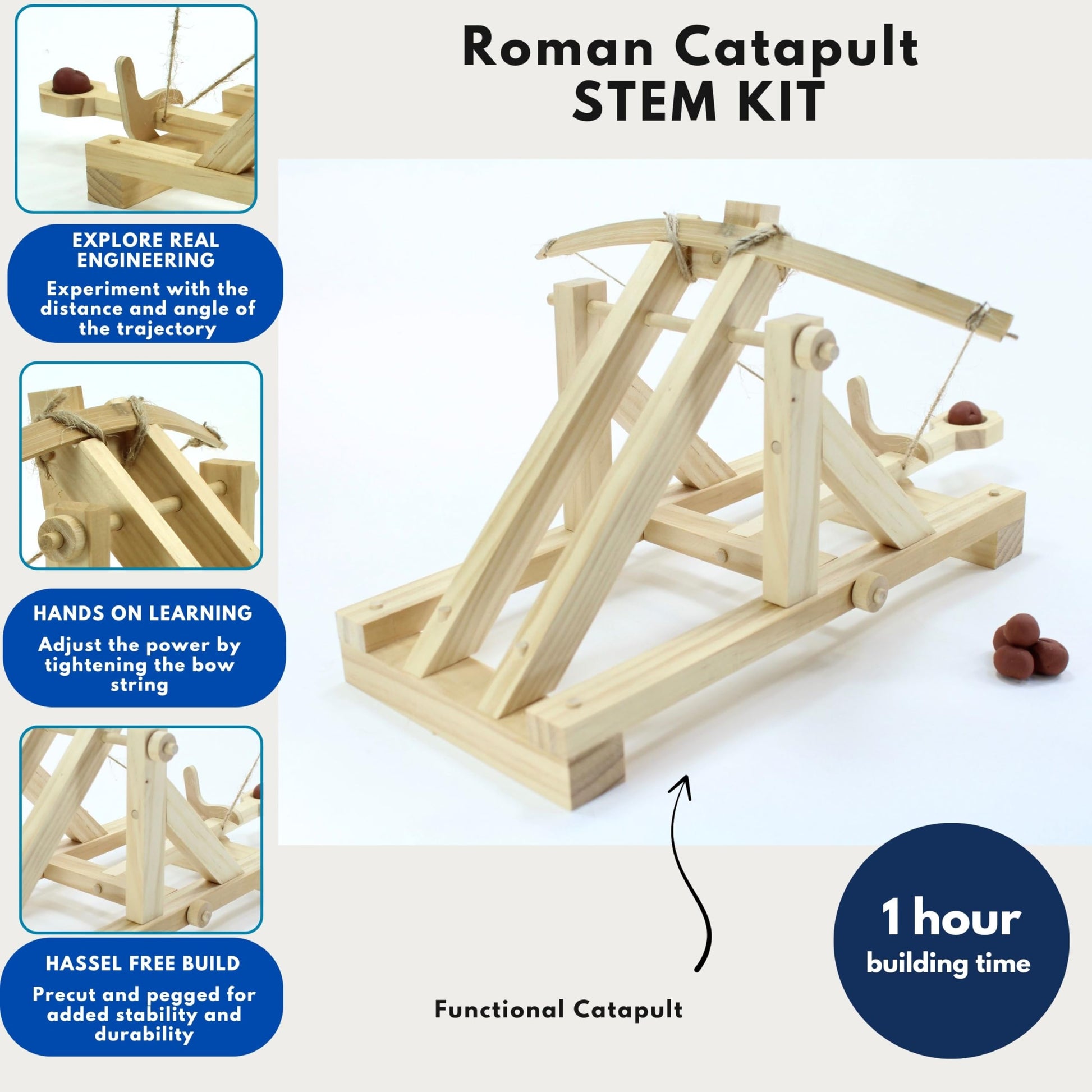 Pathfinders Stem Kits Roman Catapult STEM Educational Wooden Kit