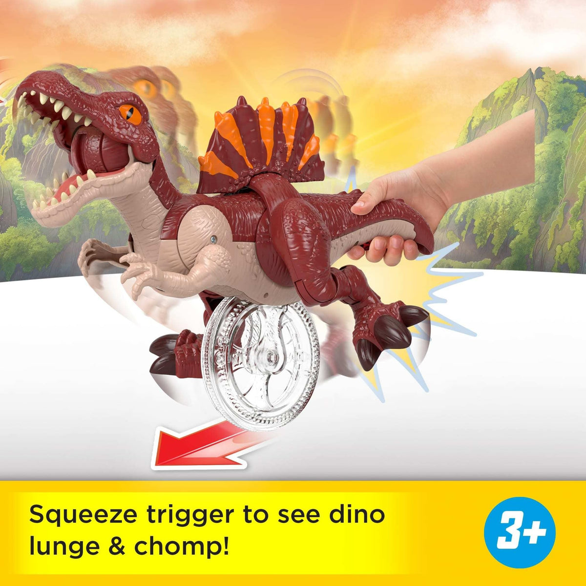 Fisher-Price Imaginext Jurassic World Rebirth Dinosaur Toy, Sprinting Spinosaurus Figure with Lunge & Chomp Motion, 9 Inches Tall