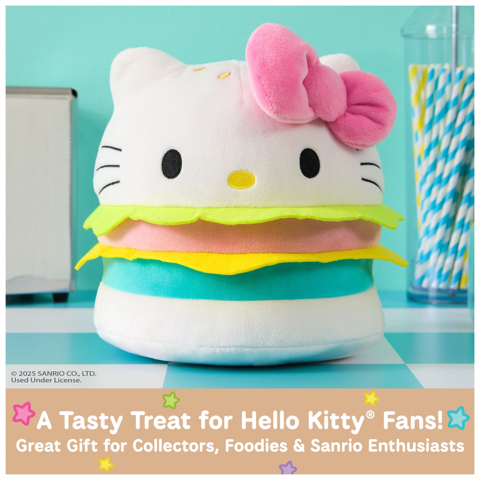 GUND Sanrio Hello Kitty Hamburger 8-Inch Plush Toy for Ages 1+