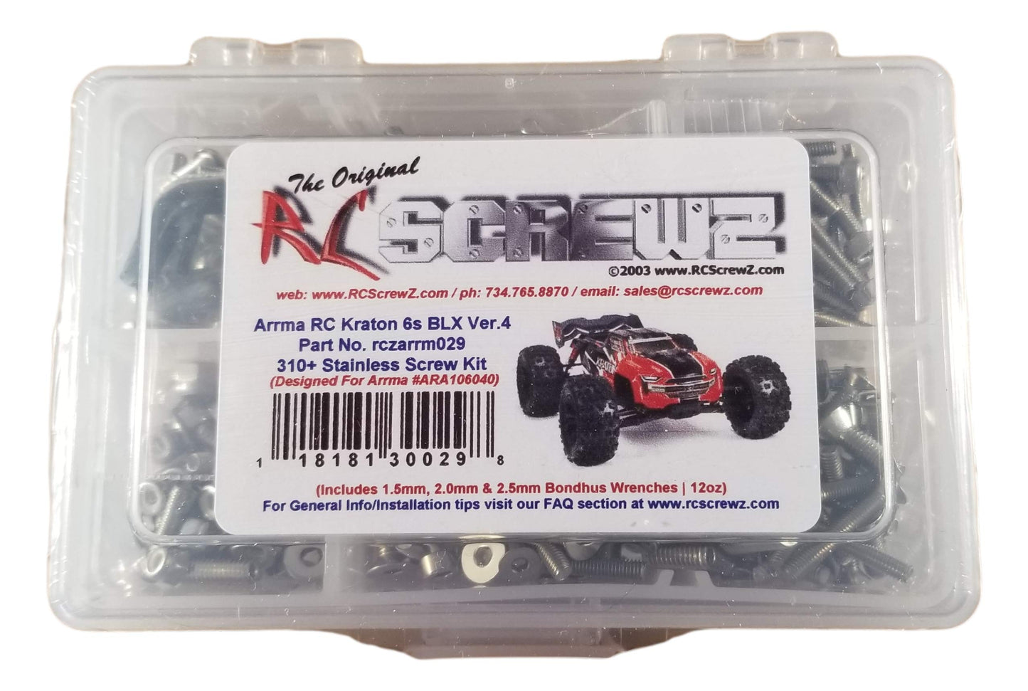 RCScrewZ Stainless Steel Screw Kit ara029 Compatible with Arrma RC Kraton 6s BLX Ver.4 (#106040)