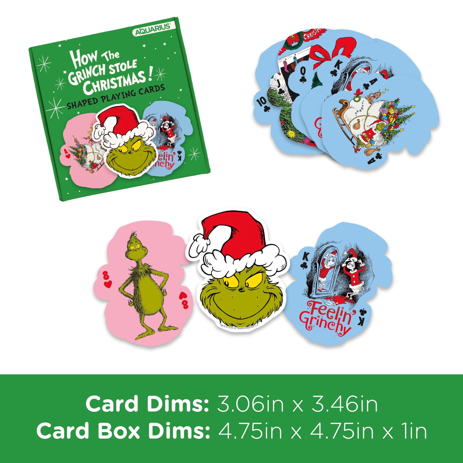 Aquarius Grinch Shaped Playing Cards - Grinch Themed Deck of Cards for Your Favorite Card Games - Officially Licensed Grinch Merchandise