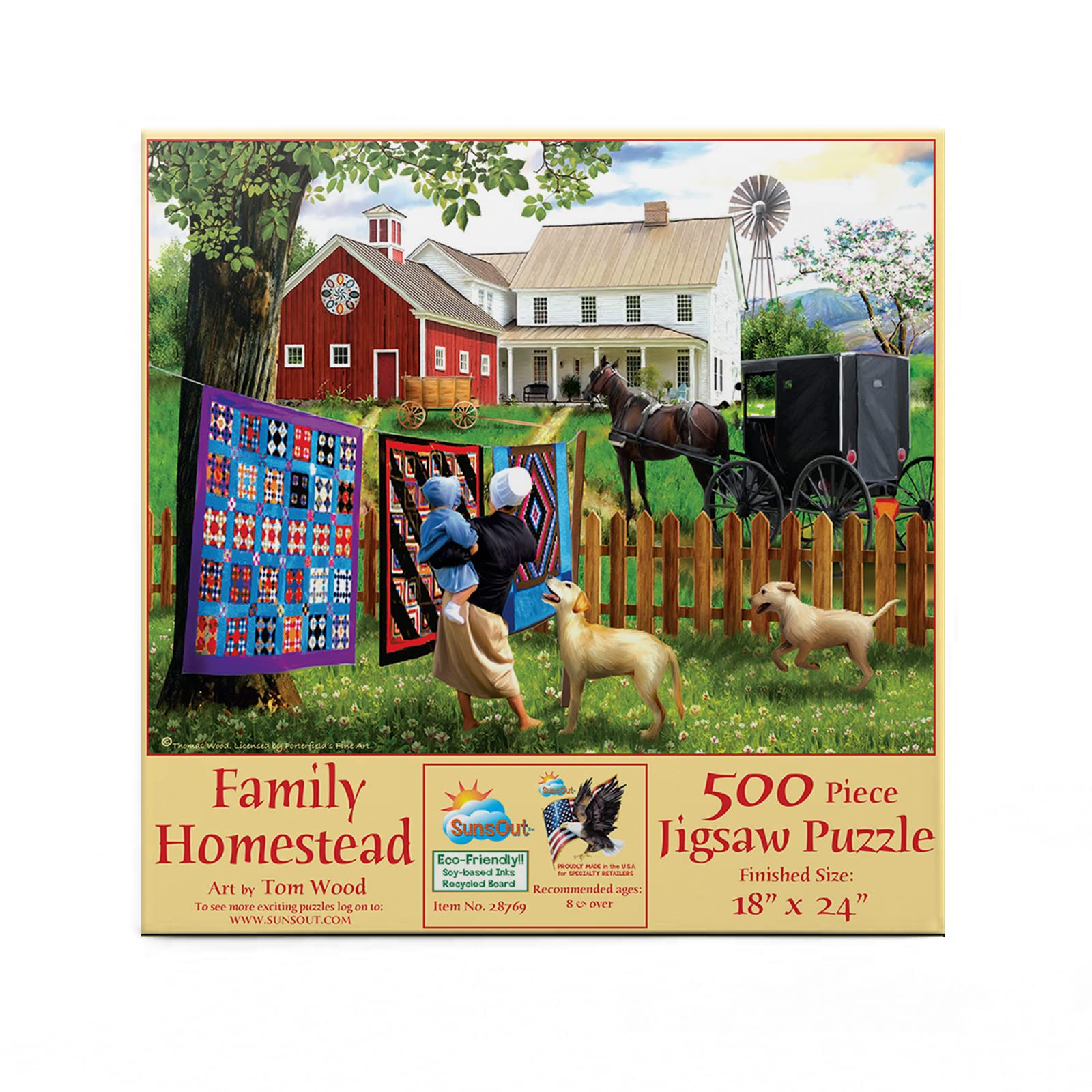 SUNSOUT INC - Family Homestead - 500 pc Jigsaw Puzzle by Artist: Tom Wood - Finished Size 18" x 24" - MPN# 28769