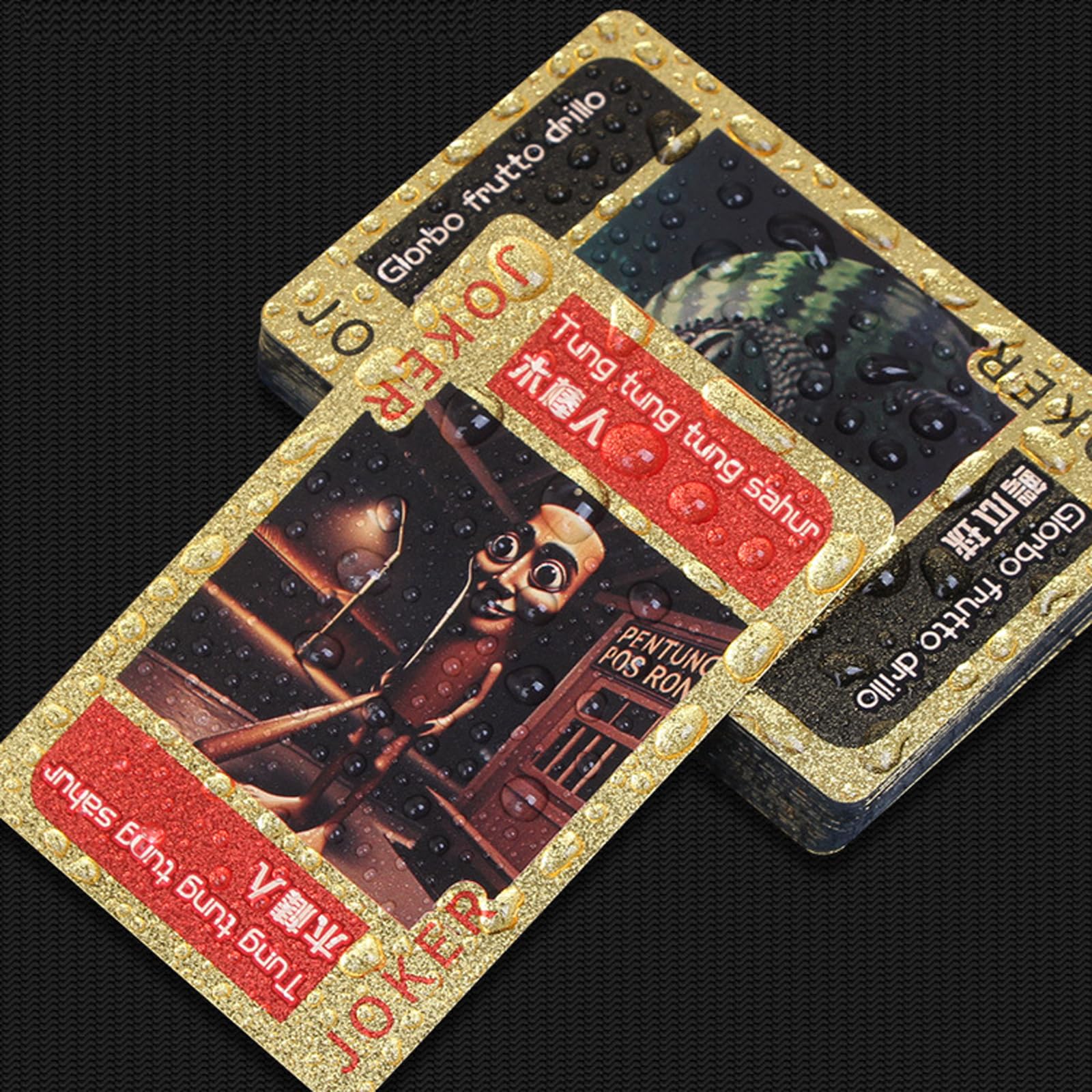 SNALXEWD Italian Brainrot Playing Cards Deck, 54 Cards PVC Waterproof Poker Cards with Meme-Style Artwork for Party Games, Travel and Casual Play
