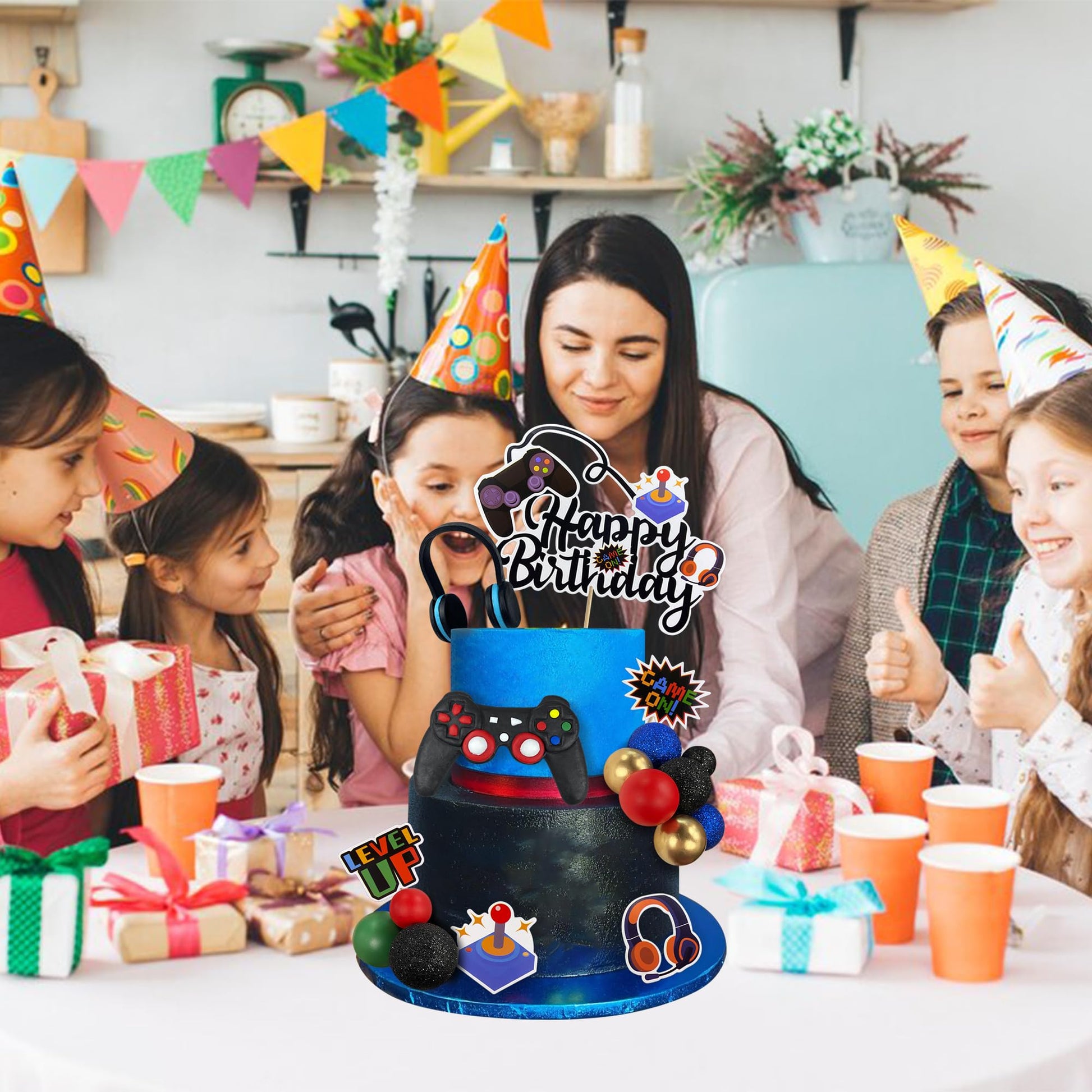 Video Game Happy Birthday Controller Headset Cake Decoration