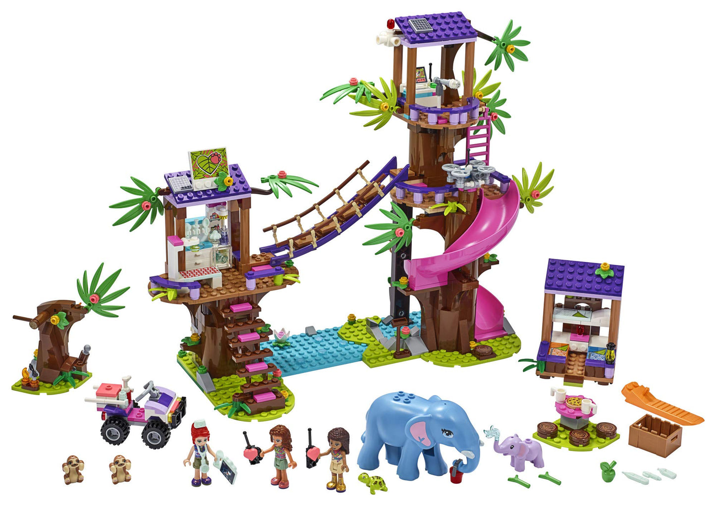 LEGO Friends Jungle Rescue Base 41424 Building Toy for Kids, Animal Rescue Kit That Includes a Jungle Tree House and 2 Elephant Figures for Adventure