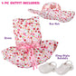 Summer Fun Flower Dress Doll Outfit (4 Pc Set)- Includes Sun Dress, Hat, & Clog Sandals- Handmade, Premium Outfit & Accessories- Compatible with 18"
