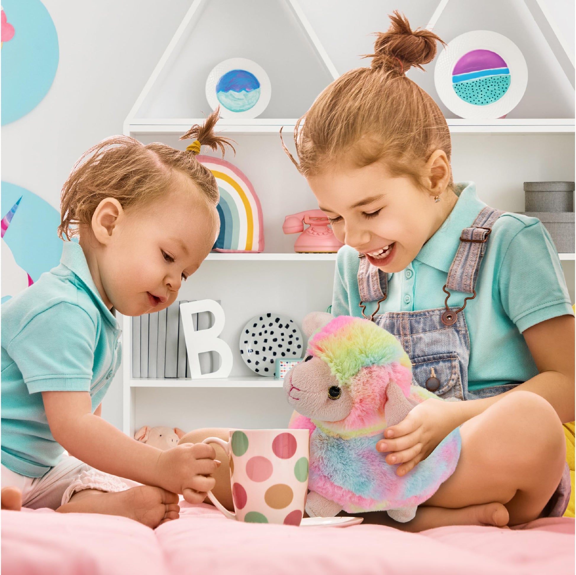 DolliBu Rainbow Sheep Stuffed Animal - Soft Huggable Sheep Stuffed Toy, Adorable Playtime Fantasy Plush Toy, Cute Cuddle Gifts for Kids and Adults - 8