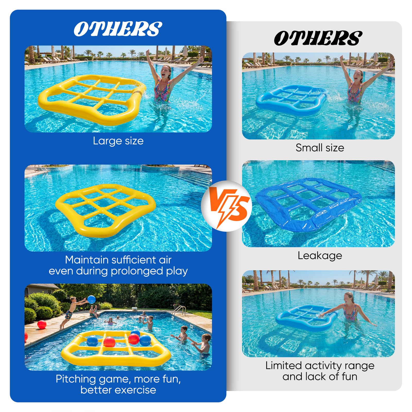 mcgskl Pool Toys Pool Games, Inflatable Tic-Tac-Toe Pool Toy with 10 Balls, 2-10 Players Floating Water Game for Adults Teens Kids, Summer Pool Party