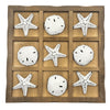 Wowme Wooden Tic - Tac - Toe Beach Game Board with Sand Dollars & Starfish - Perfect for Family & Party Fun
