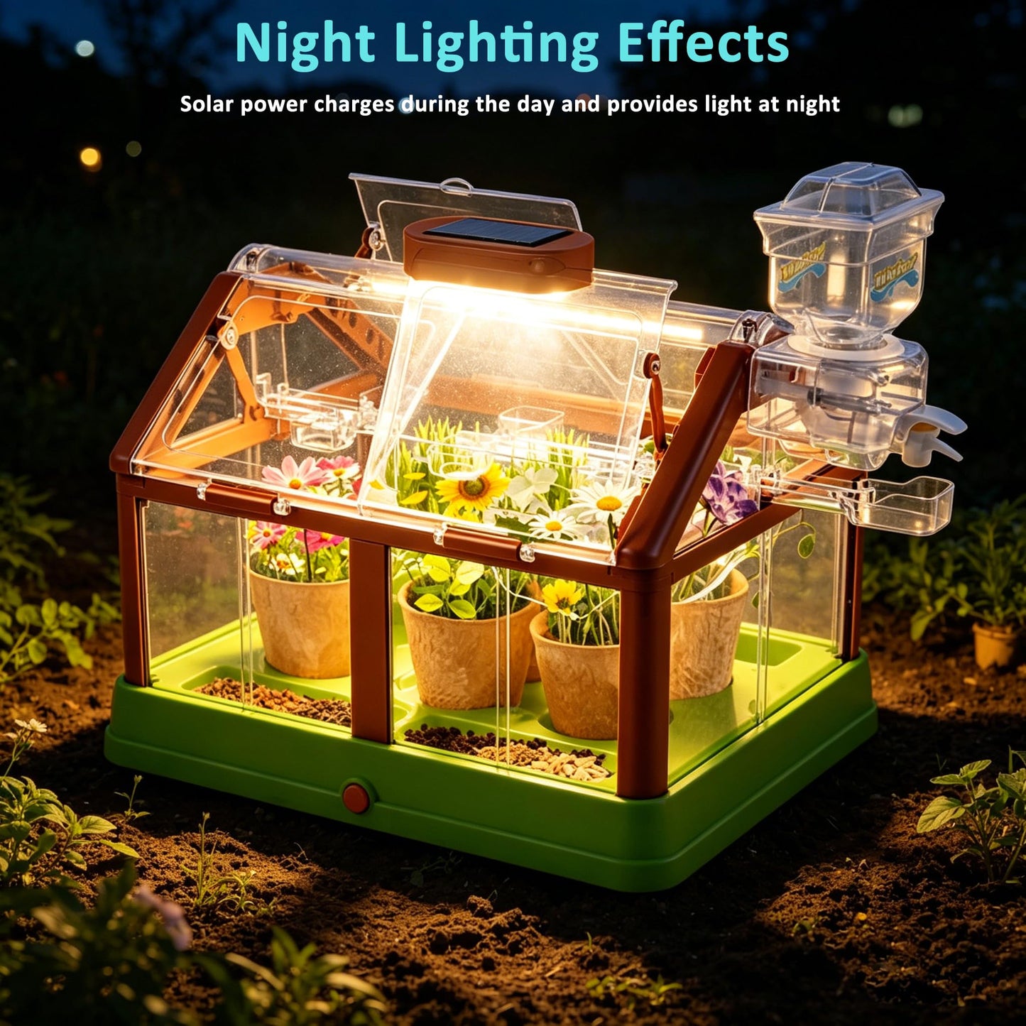 EXBEPE Kids Plant Growing Kit Greenhouse Growing Set Terrarium Kit Kids Science Educational DIY Plant Gardening Toy, Living Greenhouse with Solar