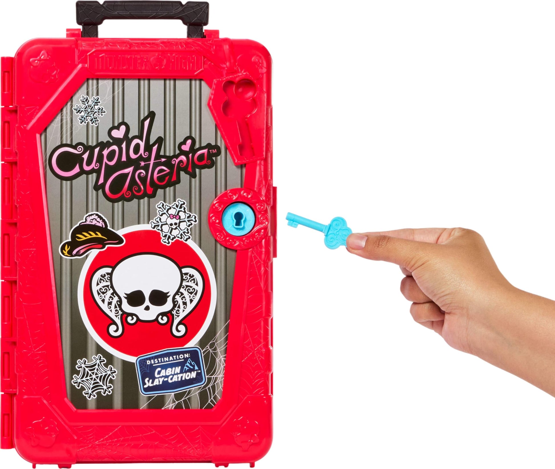 Monster High Skulltimate Secrets Cupid Asteria Doll and Accessories Set, Destination: Cabin Slay-Cation with Suitcase and 19+ Surprises Like Clothes