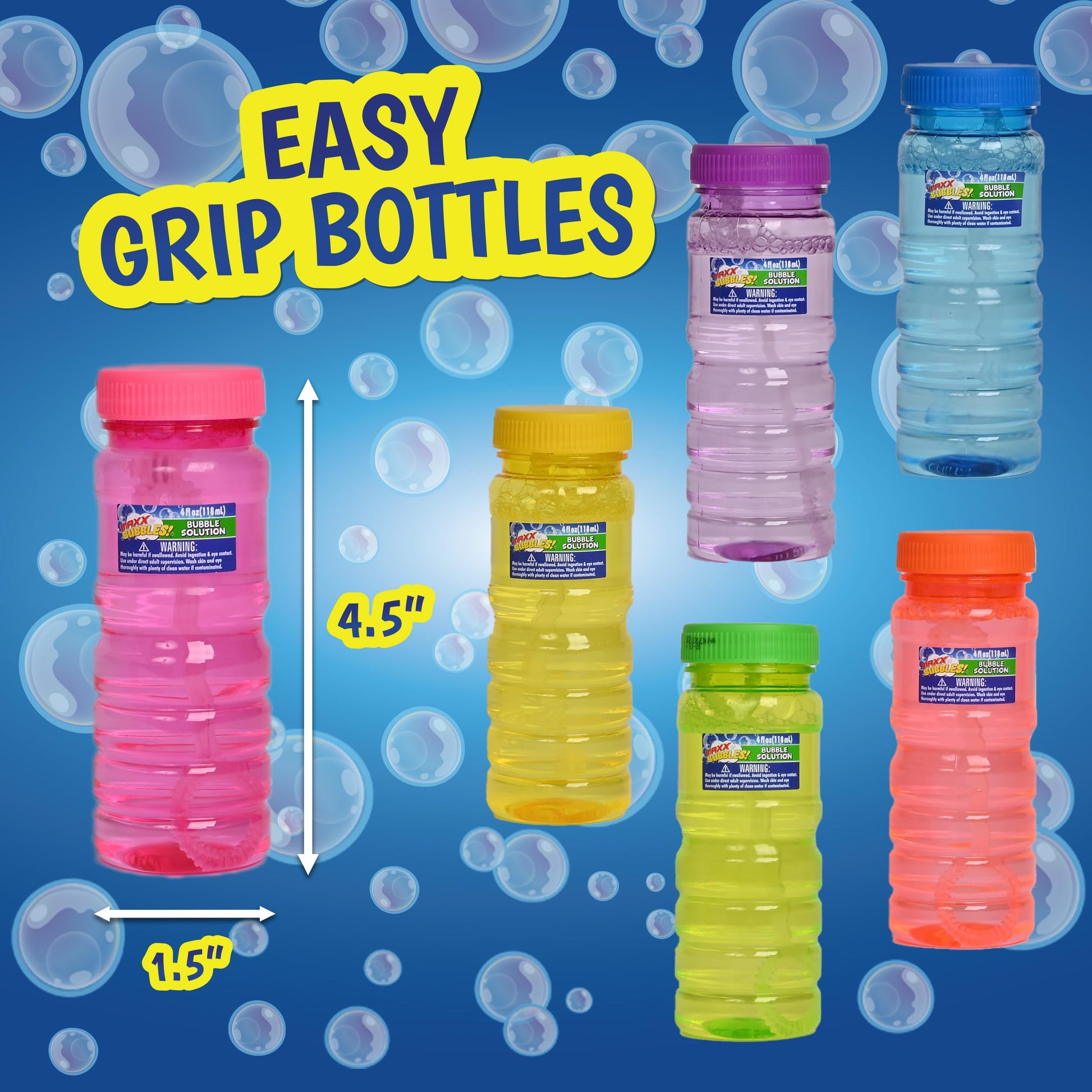 Sunny Days Maxx Bubbles 6 Pack - 4 oz Bottles, 6-Hole Wands - Ages 3+