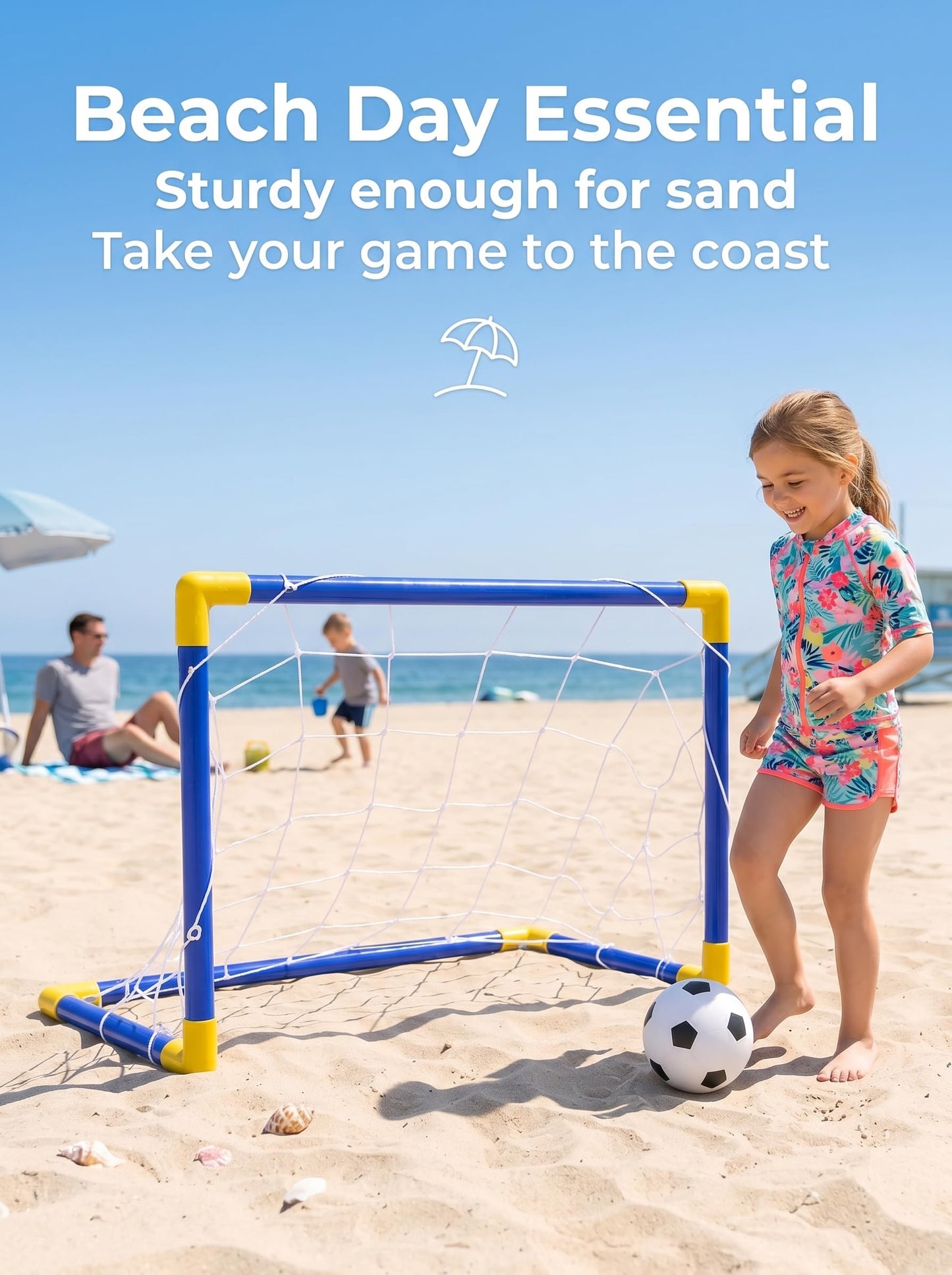 JollyJubilant 2-Pack Soccer Goal Set for Kids, Portable Soccer Goals with Ball & Pump - Indoor Outdoor Backyard Training Toy, Birthday Gift