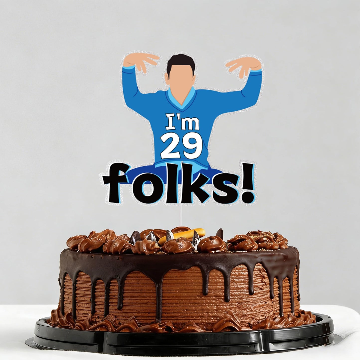Twenty-Nine Birthday Cake Topper Glitter New Girl 29th Party Decorations I'm 29 Folks, What's Up? Birthday Party Cake Décor