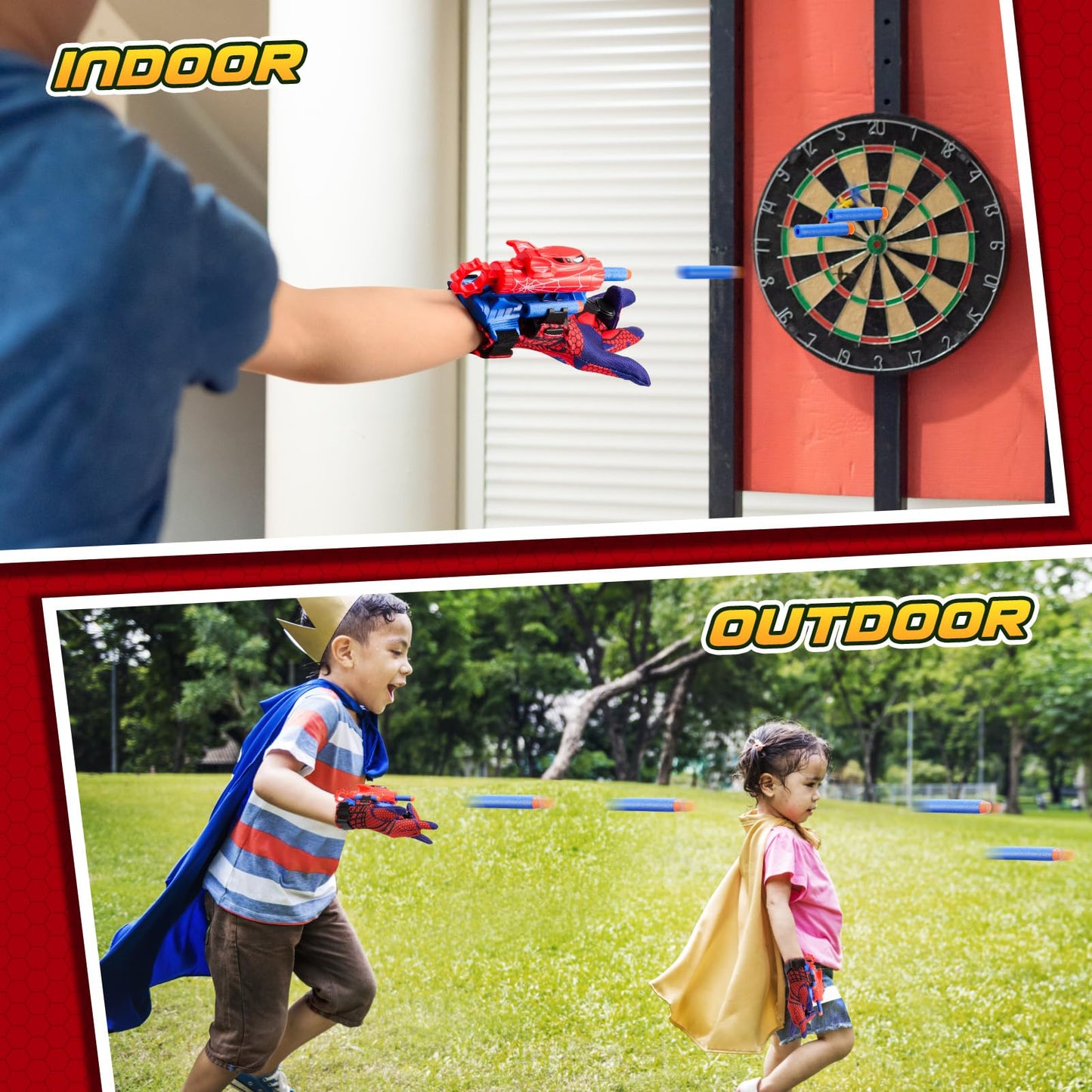 Web Shooters Toy for Kids, Toys for 3-12 Year Old Boys Web Slinger Boy Toy with Glove Launcher, Toys for Age 5-7 4-6 6-8 Outdoor Game for Birthday