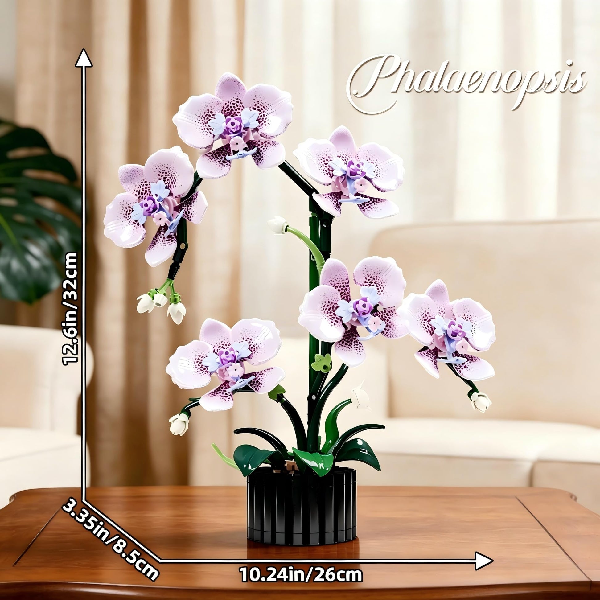 Purple Phalaenopsis Building Blocks Set,619PCS Orchid Model Kit,Birthday Gift Compatible with Lego Flowers for Adults Women Girls Boys Age 14+