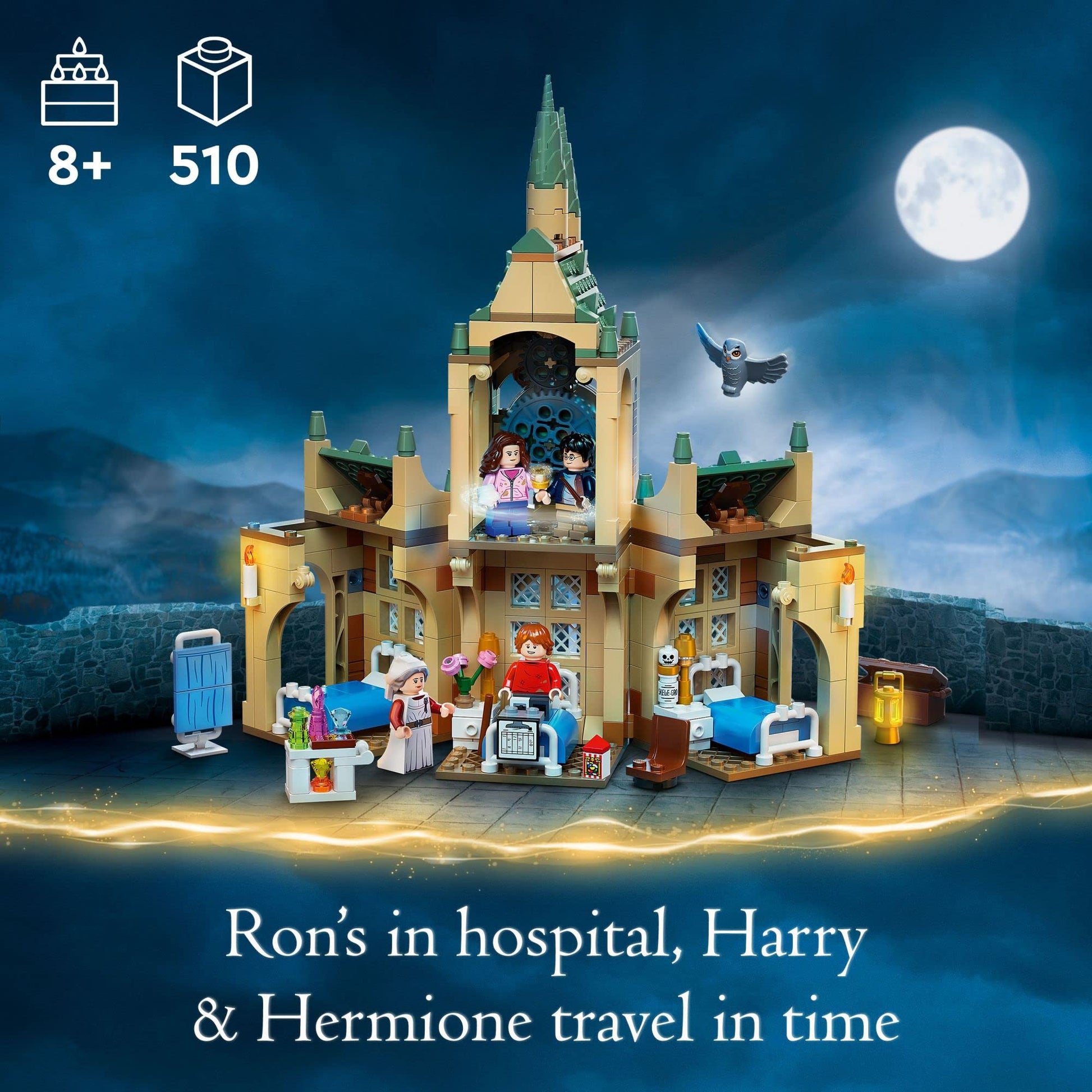 LEGO Harry Potter Hogwarts Hospital Wing 76398 Building Toy Castle Kit with Clock Tower, The Prisoner of Azkaban, Includes Harry Potter, Hermione