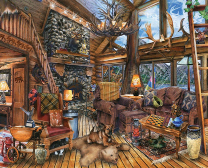 Springbok Puzzles - The Hunting Lodge - 1000 Piece Jigsaw Puzzle - Large 30 Inches by 24 Inches Puzzle - Made in USA - Unique Cut Interlocking Pieces