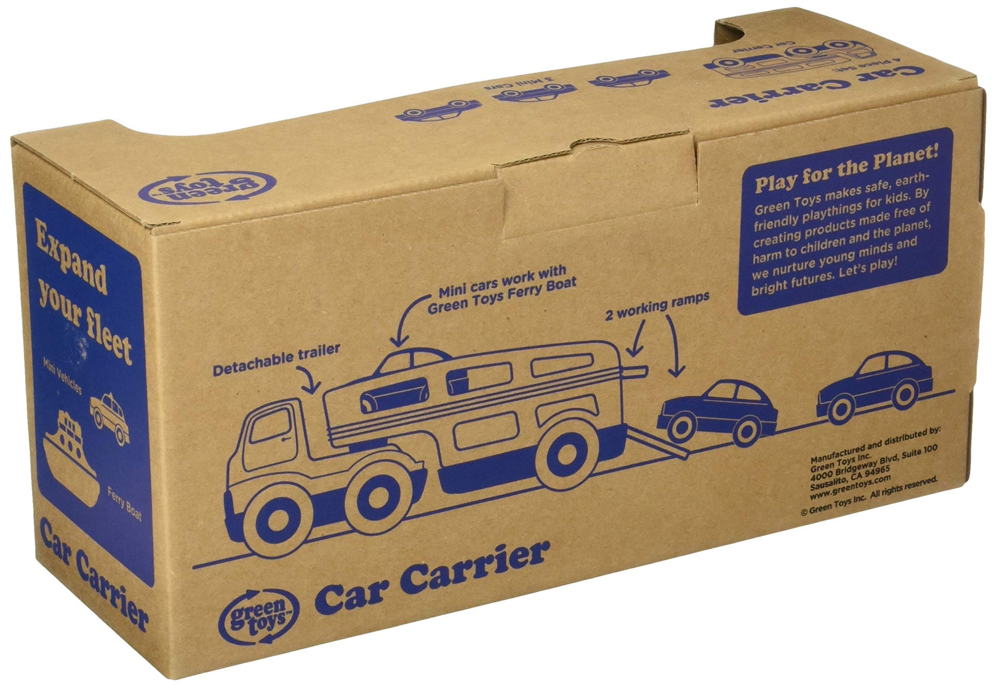 Green Toys Car Carrier, Blue CB - Pretend Play, Motor Skills, Kids Toy Vehicles. No BPA, phthalates, PVC. Dishwasher Safe, Recycled Plastic, Made in