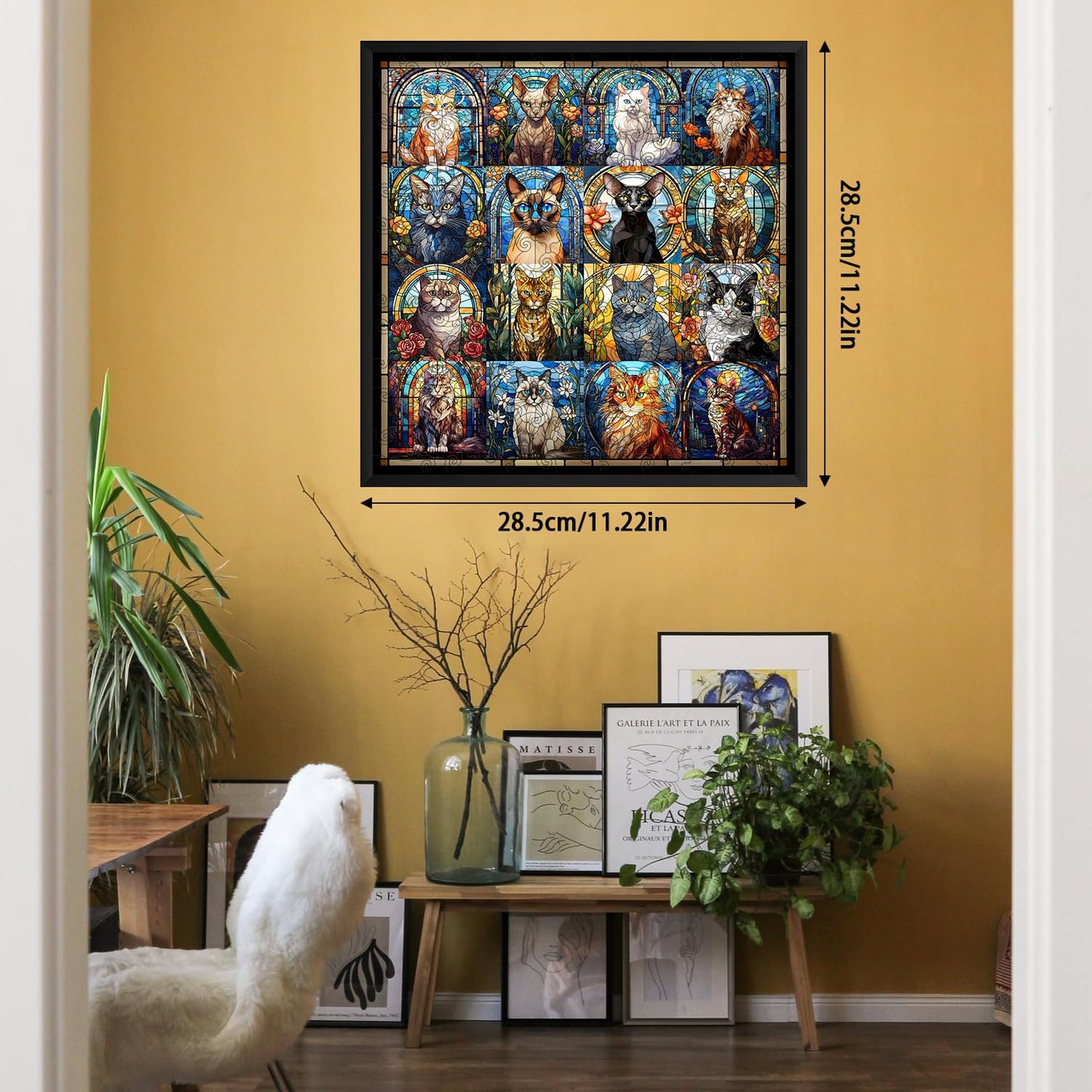 Cat Wooden Puzzles for Adults 180 Pieces, Stained Glass Puzzle,Colorful Kitty Kitten Collage, Hard Difficult Impossible Challenging Jigsaw Puzzles