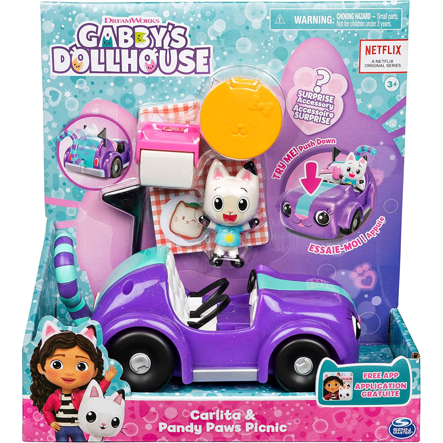Gabby's Dollhouse, Carlita's Car with Pandi Panda Character and Accessories, Toys for Ages 3+