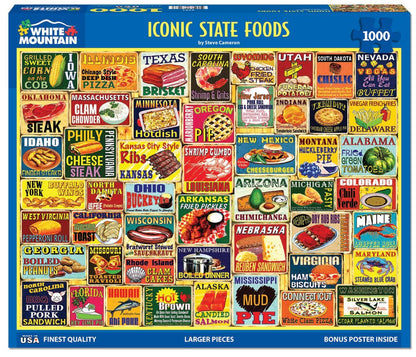 White Mountain 1000 Piece Jigsaw Puzzle, Iconic State Foods