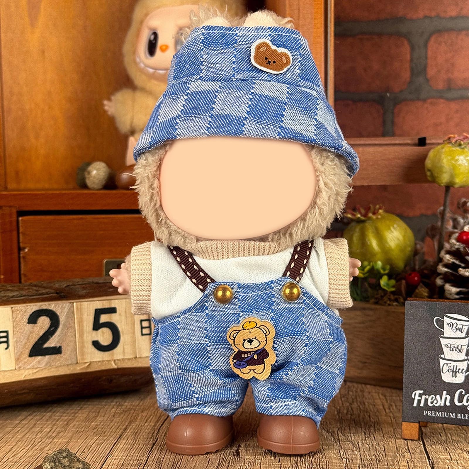 6 Pack Doll Clothes for LABUBU 17cm Doll, Exquisite Luxury Designer Outfits with Hats & Accessories, Cute Doll Clothing Set Suitable for Dress up